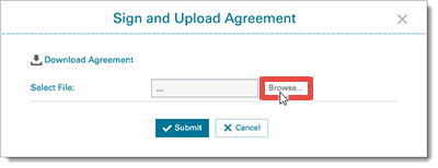 Sign and Upload Agreement Window