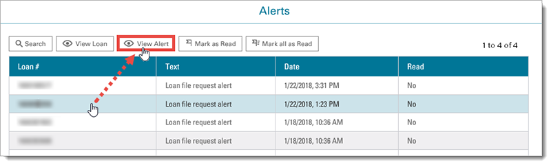 Select a Loan and View Alert