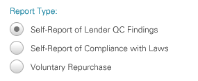 Self-Report of Lender QC Findings