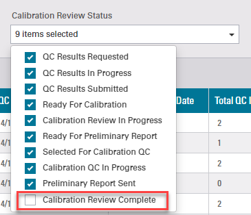 A screenshot of a calibration review complete
Description automatically generated