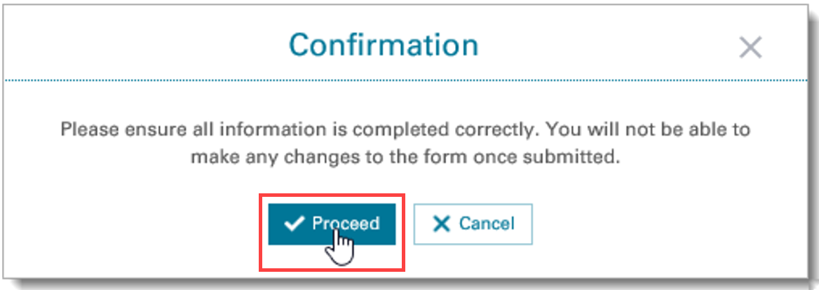 Submit Self Report Confirmation Screen