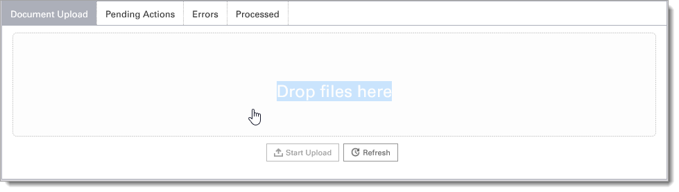 Drop files here section of screen