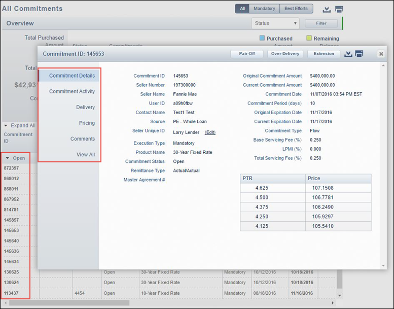 PE – Whole Loan: Viewing Your All Commitments Pipeline