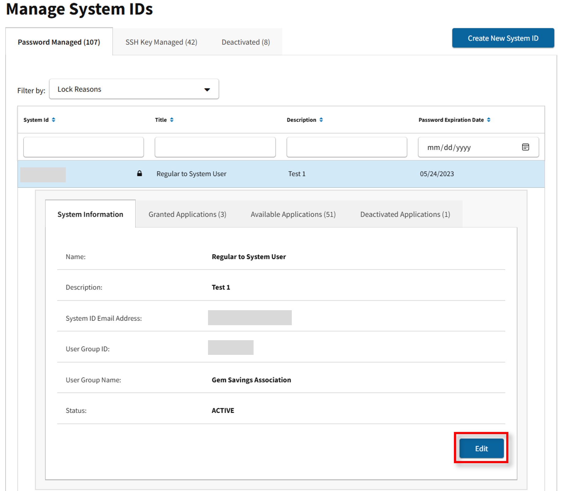 Technology Manager: Changing a System ID Password