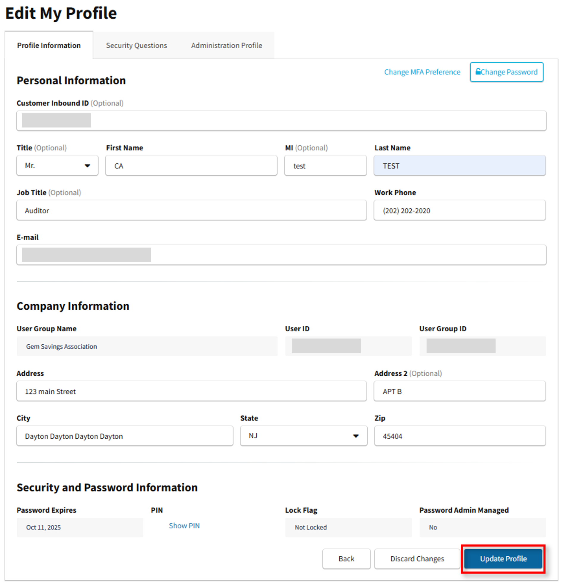 Technology Manager: Edit Your Security Question