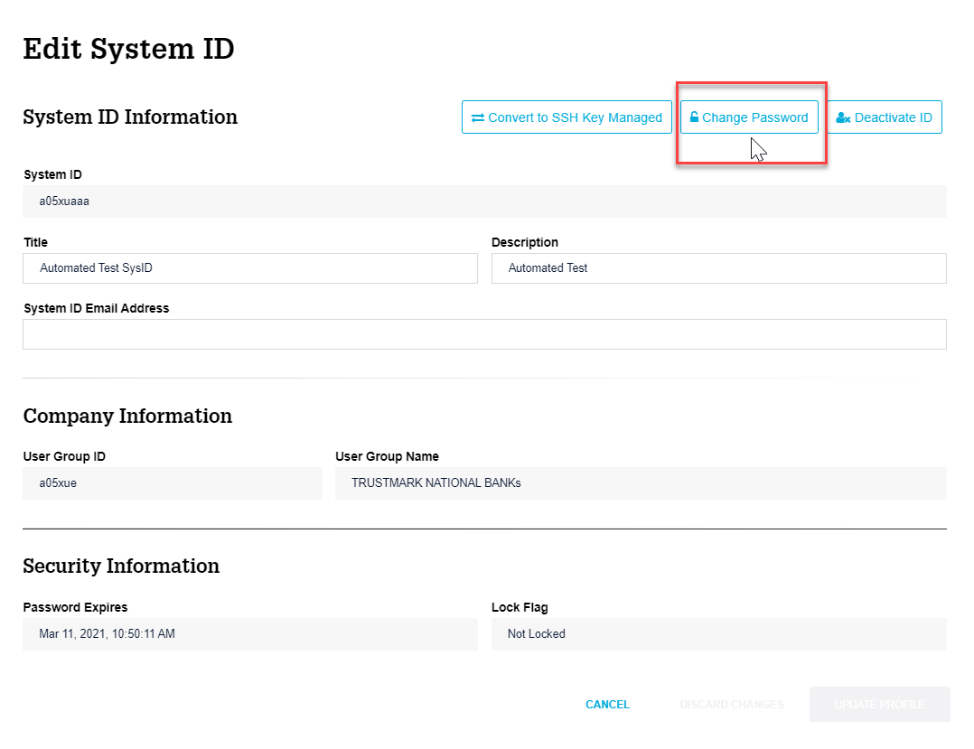 Technology Manager: Changing a System ID Password