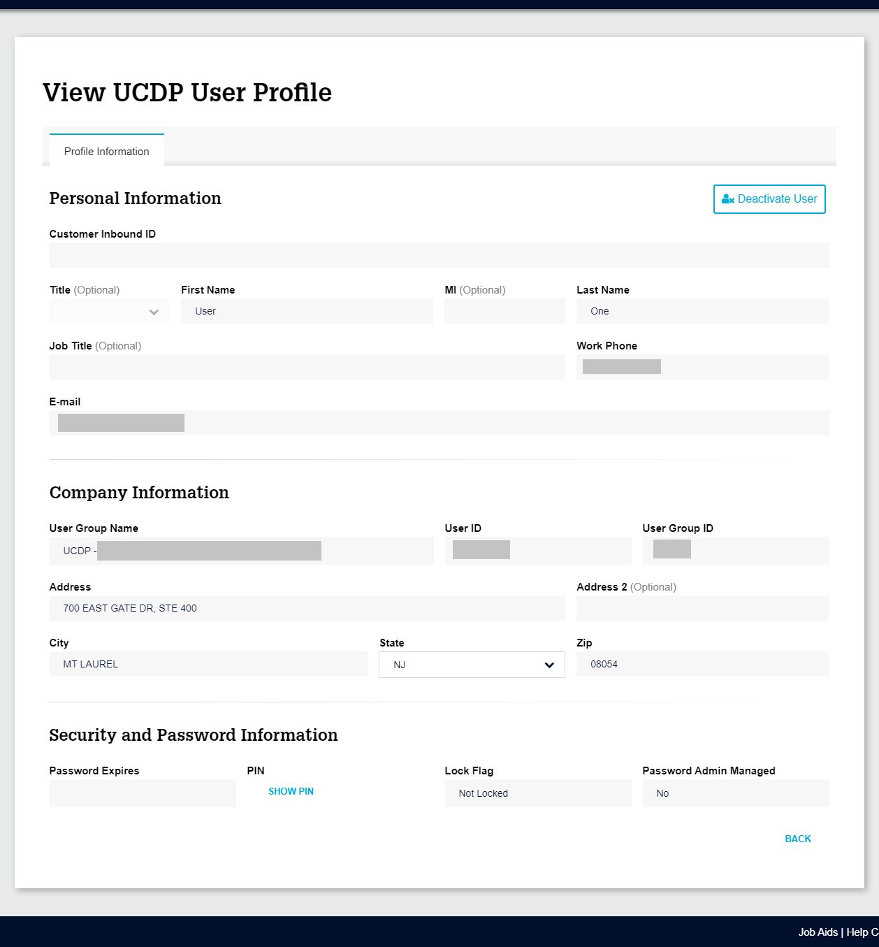 Technology Manager: View User Profile