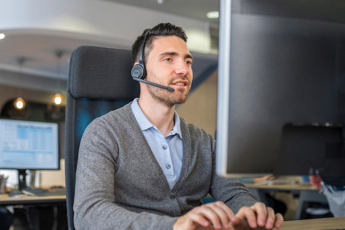 man working compute office