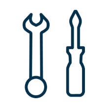 Icon of a wrench and screwdriver