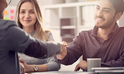 Couple receiving housing counseling